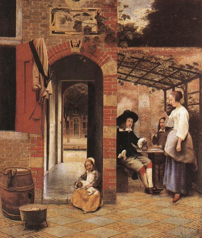 HOOCH, Pieter de Drinkers in the Bower af Sweden oil painting art